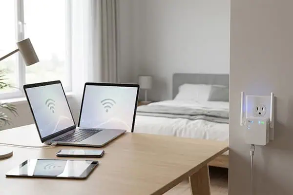 Bedroom-or-home-office-with-repeater-installed-near-workspace