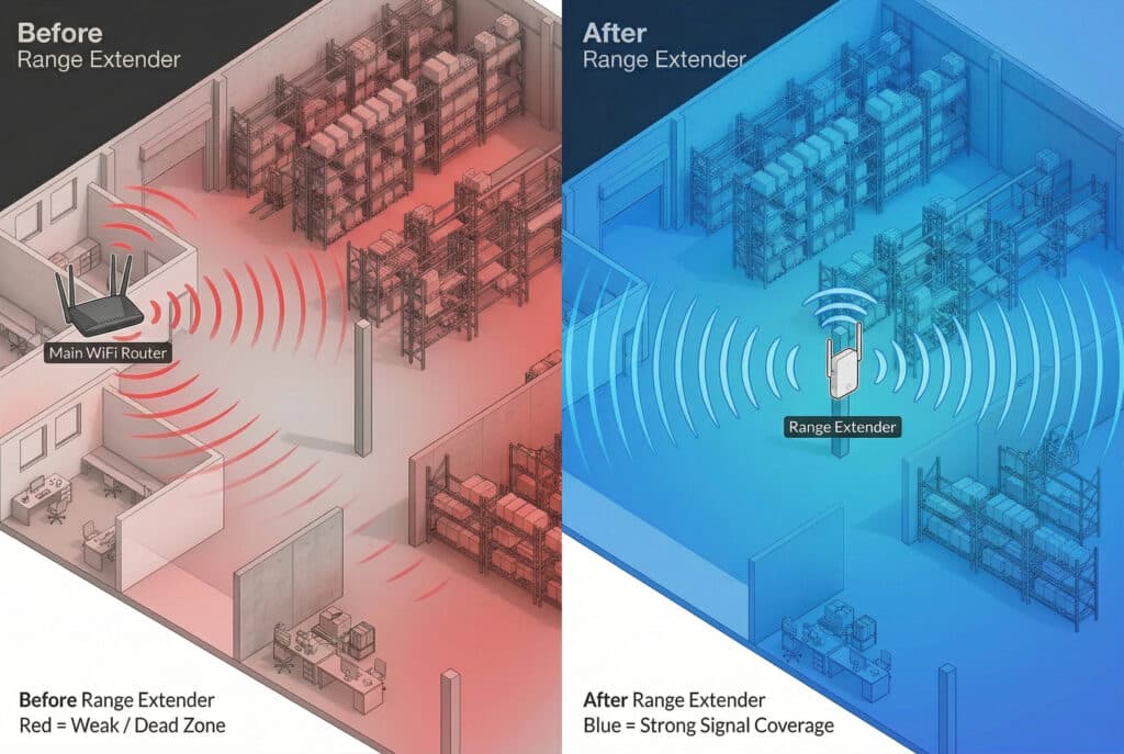 Before wifi Range Extenders vs After wifi Range Extender