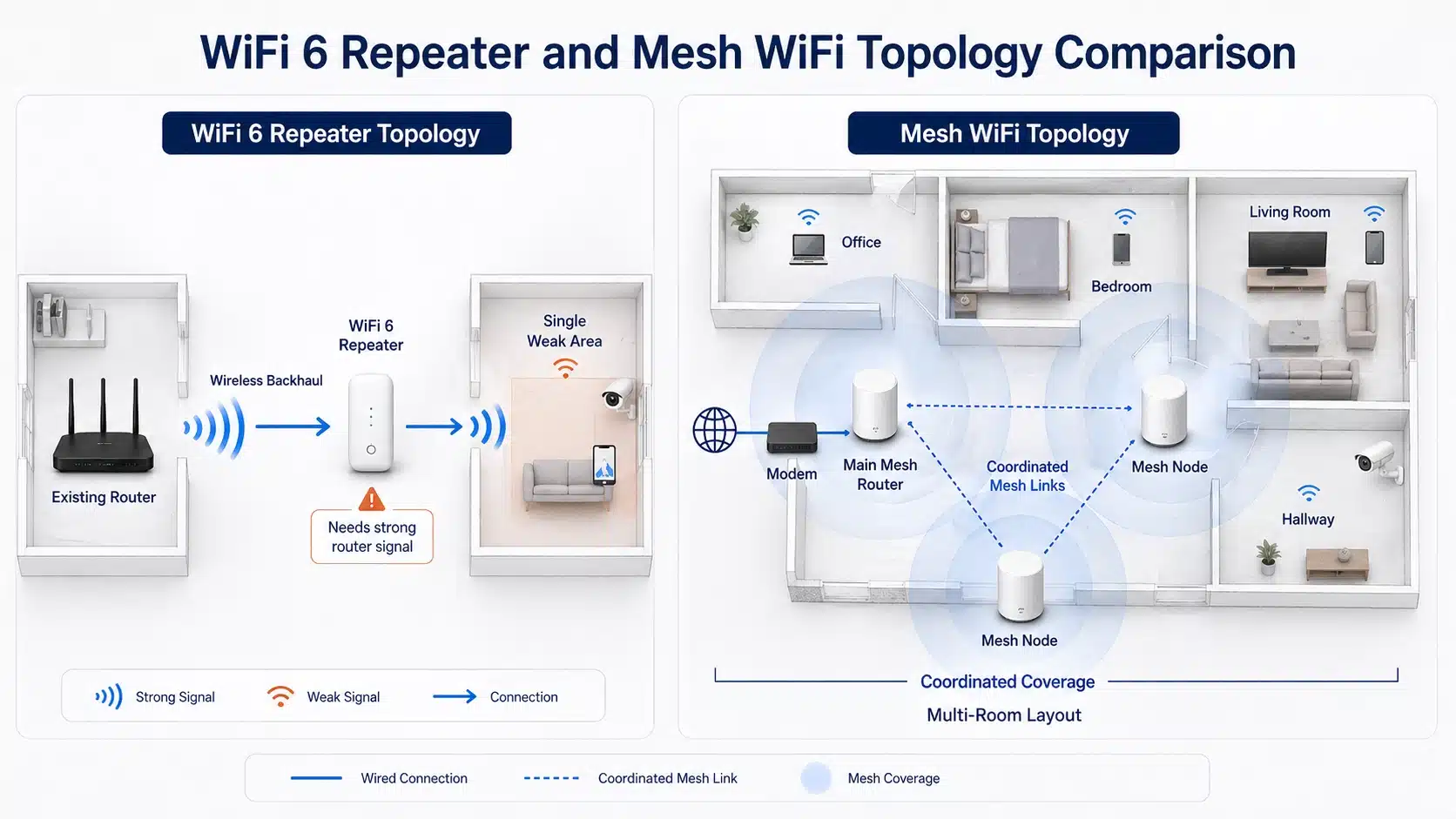WiFi 6 Repeater vs Mesh WiFi: Which Is Better for Your Coverage Problem?